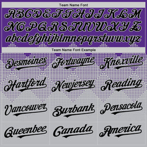 Custom Purple Black-Gray 3D Pattern Design Gradient Square Shapes Authentic Baseball Jersey