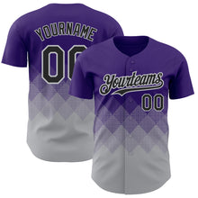 Laden Sie das Bild in den Galerie-Viewer, Custom Purple Black-Gray 3D Pattern Design Gradient Square Shapes Authentic Baseball Jersey
