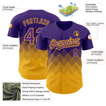 Загрузить изображение в средство просмотра галереи, Custom Purple Gold 3D Pattern Design Gradient Square Shapes Authentic Baseball Jersey
