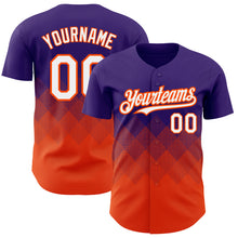 Load image into Gallery viewer, Custom Purple White-Orange 3D Pattern Design Gradient Square Shapes Authentic Baseball Jersey
