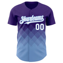 Laden Sie das Bild in den Galerie-Viewer, Custom Purple White-Light Blue 3D Pattern Design Gradient Square Shapes Authentic Baseball Jersey
