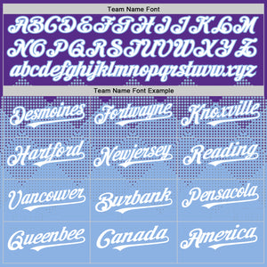 Custom Purple White-Light Blue 3D Pattern Design Gradient Square Shapes Authentic Baseball Jersey