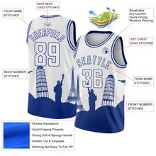 Charger l&#39;image dans la galerie, Custom White Royal Holiday Travel Monuments Silhouette Authentic City Edition Basketball Jersey
