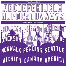 Загрузить изображение в средство просмотра галереи, Custom White Purple Holiday Travel Monuments Silhouette Authentic City Edition Basketball Jersey
