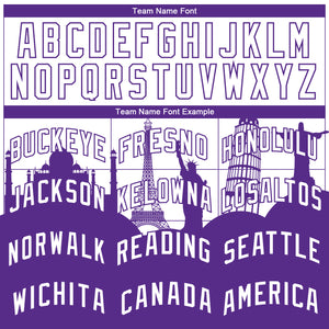 Custom White Purple Holiday Travel Monuments Silhouette Authentic City Edition Basketball Jersey