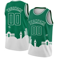 Load image into Gallery viewer, Custom Kelly Green White Holiday Travel Monuments Silhouette Authentic City Edition Basketball Jersey
