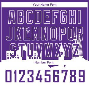Custom Purple White Holiday Travel Monuments Silhouette Authentic City Edition Basketball Jersey