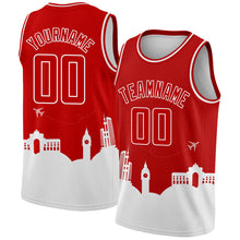 Charger l&#39;image dans la galerie, Custom Red White Holiday Travel Monuments Silhouette Authentic City Edition Basketball Jersey
