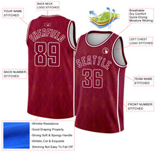 Charger l&#39;image dans la galerie, Custom Maroon White Geometric Shapes And Side Stripes Authentic City Edition Basketball Jersey
