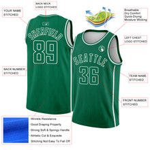 Charger l&#39;image dans la galerie, Custom Kelly Green White Geometric Shapes And Side Stripes Authentic City Edition Basketball Jersey
