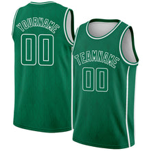 Charger l&#39;image dans la galerie, Custom Kelly Green White Geometric Shapes And Side Stripes Authentic City Edition Basketball Jersey
