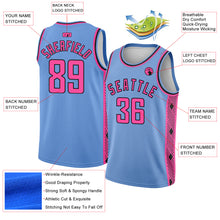 Load image into Gallery viewer, Custom Light Blue Pink-Black Side Panel Abstract Lines Authentic City Edition Basketball Jersey
