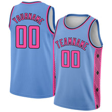 Load image into Gallery viewer, Custom Light Blue Pink-Black Side Panel Abstract Lines Authentic City Edition Basketball Jersey
