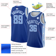 Charger l&#39;image dans la galerie, Custom Royal Light Blue-White Side Panel Abstract Lines Authentic City Edition Basketball Jersey
