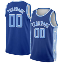 Charger l&#39;image dans la galerie, Custom Royal Light Blue-White Side Panel Abstract Lines Authentic City Edition Basketball Jersey
