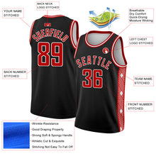 Charger l&#39;image dans la galerie, Custom Black Red-White Side Panel Abstract Lines Authentic City Edition Basketball Jersey
