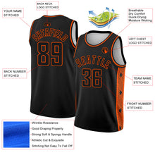 Charger l&#39;image dans la galerie, Custom Black Orange Side Panel Abstract Lines Authentic City Edition Basketball Jersey
