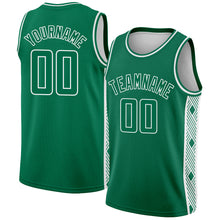 Charger l&#39;image dans la galerie, Custom Kelly Green White Side Panel Abstract Lines Authentic City Edition Basketball Jersey
