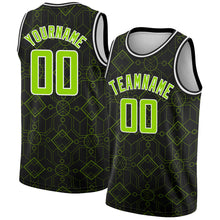 Laden Sie das Bild in den Galerie-Viewer, Custom Black Neon Green-White Geometric Shapes Authentic City Edition Basketball Jersey
