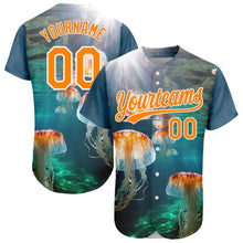 Load image into Gallery viewer, Custom Navy Bay Orange-White 3D Pattern Design Jellyfish In The Ocean Authentic Baseball Jersey
