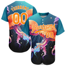 Load image into Gallery viewer, Custom Navy Bay Orange-White 3D Pattern Design Jellyfish Floating In The Ocean Authentic Baseball Jersey
