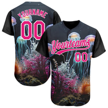 Load image into Gallery viewer, Custom Navy Hot Pink-White 3D Pattern Design Jellyfish Underwater Life Authentic Baseball Jersey
