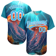 Load image into Gallery viewer, Custom Sky Blue White 3D Pattern Design Jellyfish Floating In The Ocean Authentic Baseball Jersey
