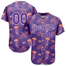 Load image into Gallery viewer, Custom Purple White 3D Pattern Design Jellyfish And Octopus Authentic Baseball Jersey
