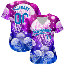 Load image into Gallery viewer, Custom Purple Blue-White 3D Pattern Design Jellyfish Authentic Baseball Jersey
