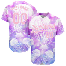 Load image into Gallery viewer, Custom Purple Light Pink-White 3D Pattern Design Jellyfish Authentic Baseball Jersey
