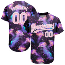 Load image into Gallery viewer, Custom Black Light Pink-White 3D Pattern Design Jellyfish Floating In The Ocean Authentic Baseball Jersey
