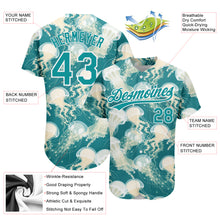 Load image into Gallery viewer, Custom Teal White 3D Pattern Design Jellyfish Authentic Baseball Jersey
