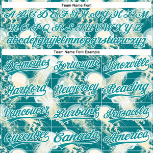 Custom Teal White 3D Pattern Design Jellyfish Authentic Baseball Jersey