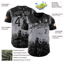 Load image into Gallery viewer, Custom Black Gray 3D Pattern Design Abstract Splatter Grunge Art Authentic Baseball Jersey
