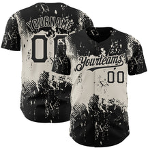 Load image into Gallery viewer, Custom Black Cream 3D Pattern Design Abstract Splatter Grunge Art Authentic Baseball Jersey
