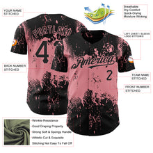 Load image into Gallery viewer, Custom Black Medium Pink 3D Pattern Design Abstract Splatter Grunge Art Authentic Baseball Jersey
