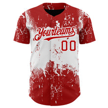 Charger l&#39;image dans la galerie, Custom Red White 3D Pattern Design Abstract Splatter Grunge Art Authentic Baseball Jersey
