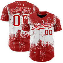 Charger l&#39;image dans la galerie, Custom Red White 3D Pattern Design Abstract Splatter Grunge Art Authentic Baseball Jersey
