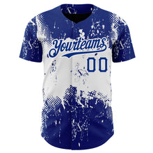 Charger l&#39;image dans la galerie, Custom Royal White 3D Pattern Design Abstract Splatter Grunge Art Authentic Baseball Jersey
