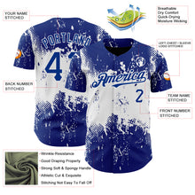 Charger l&#39;image dans la galerie, Custom Royal White 3D Pattern Design Abstract Splatter Grunge Art Authentic Baseball Jersey
