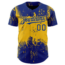 Charger l&#39;image dans la galerie, Custom Royal Yellow 3D Pattern Design Abstract Splatter Grunge Art Authentic Baseball Jersey
