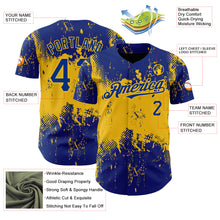 Charger l&#39;image dans la galerie, Custom Royal Yellow 3D Pattern Design Abstract Splatter Grunge Art Authentic Baseball Jersey
