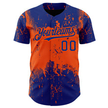 Charger l&#39;image dans la galerie, Custom Royal Orange 3D Pattern Design Abstract Splatter Grunge Art Authentic Baseball Jersey
