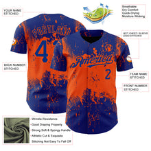 Charger l&#39;image dans la galerie, Custom Royal Orange 3D Pattern Design Abstract Splatter Grunge Art Authentic Baseball Jersey
