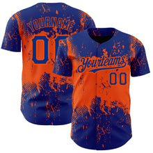 Charger l&#39;image dans la galerie, Custom Royal Orange 3D Pattern Design Abstract Splatter Grunge Art Authentic Baseball Jersey
