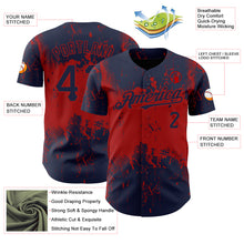 Laden Sie das Bild in den Galerie-Viewer, Custom Navy Red 3D Pattern Design Abstract Splatter Grunge Art Authentic Baseball Jersey
