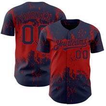 Laden Sie das Bild in den Galerie-Viewer, Custom Navy Red 3D Pattern Design Abstract Splatter Grunge Art Authentic Baseball Jersey
