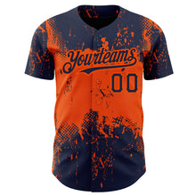 Charger l&#39;image dans la galerie, Custom Navy Orange 3D Pattern Design Abstract Splatter Grunge Art Authentic Baseball Jersey
