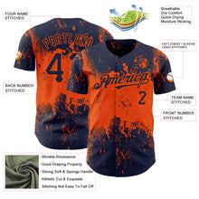 Charger l&#39;image dans la galerie, Custom Navy Orange 3D Pattern Design Abstract Splatter Grunge Art Authentic Baseball Jersey
