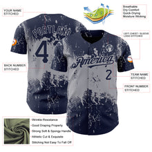 Charger l&#39;image dans la galerie, Custom Navy Gray 3D Pattern Design Abstract Splatter Grunge Art Authentic Baseball Jersey
